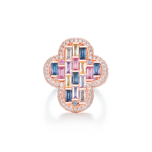 YT aporro Iced Vitraux Vintage Ring