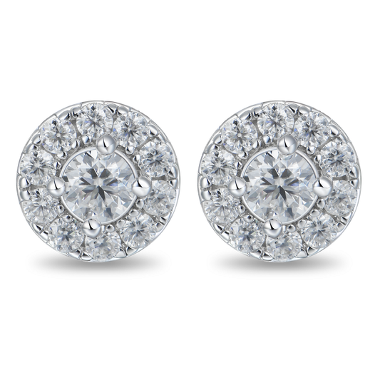 YT aporro Halo Round Cut Stud Earring