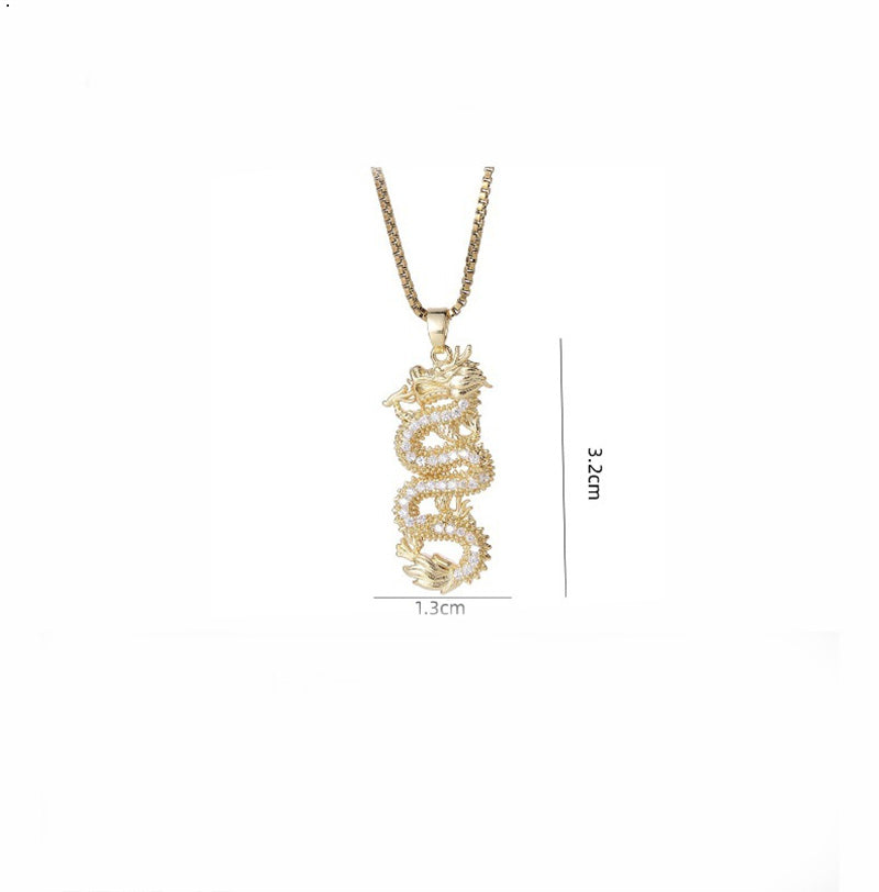 YT Gold-plated zodiac dragon Luck necklace