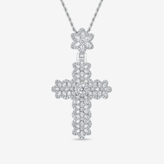 YT aporro Marquise Flower Cross Pendant