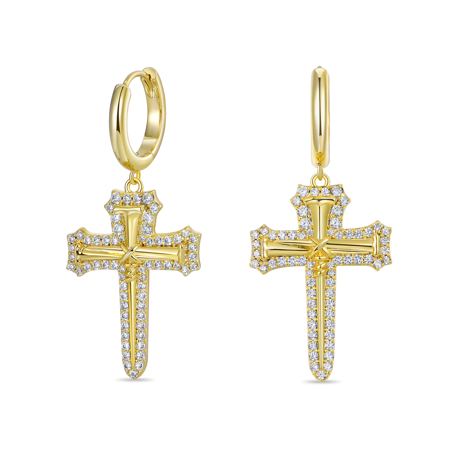 YT Aporro Nail Cross Dangly Earring