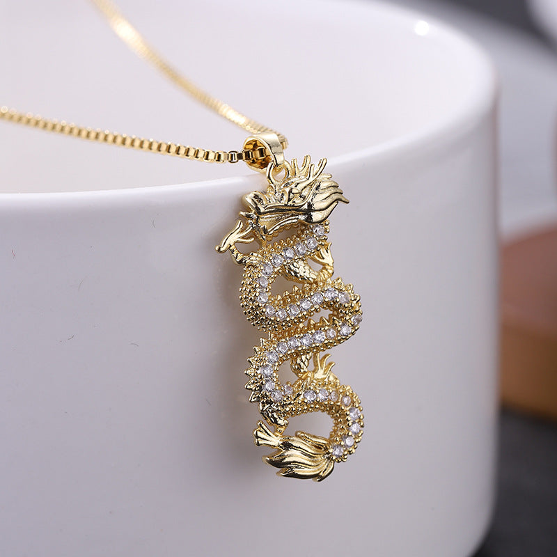 YT Gold-plated zodiac dragon Luck necklace